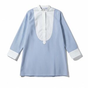 LORIBLU MADE IN ITALY SHIRT DRESS WITH WHITE AND BLUE STRIPES| size L